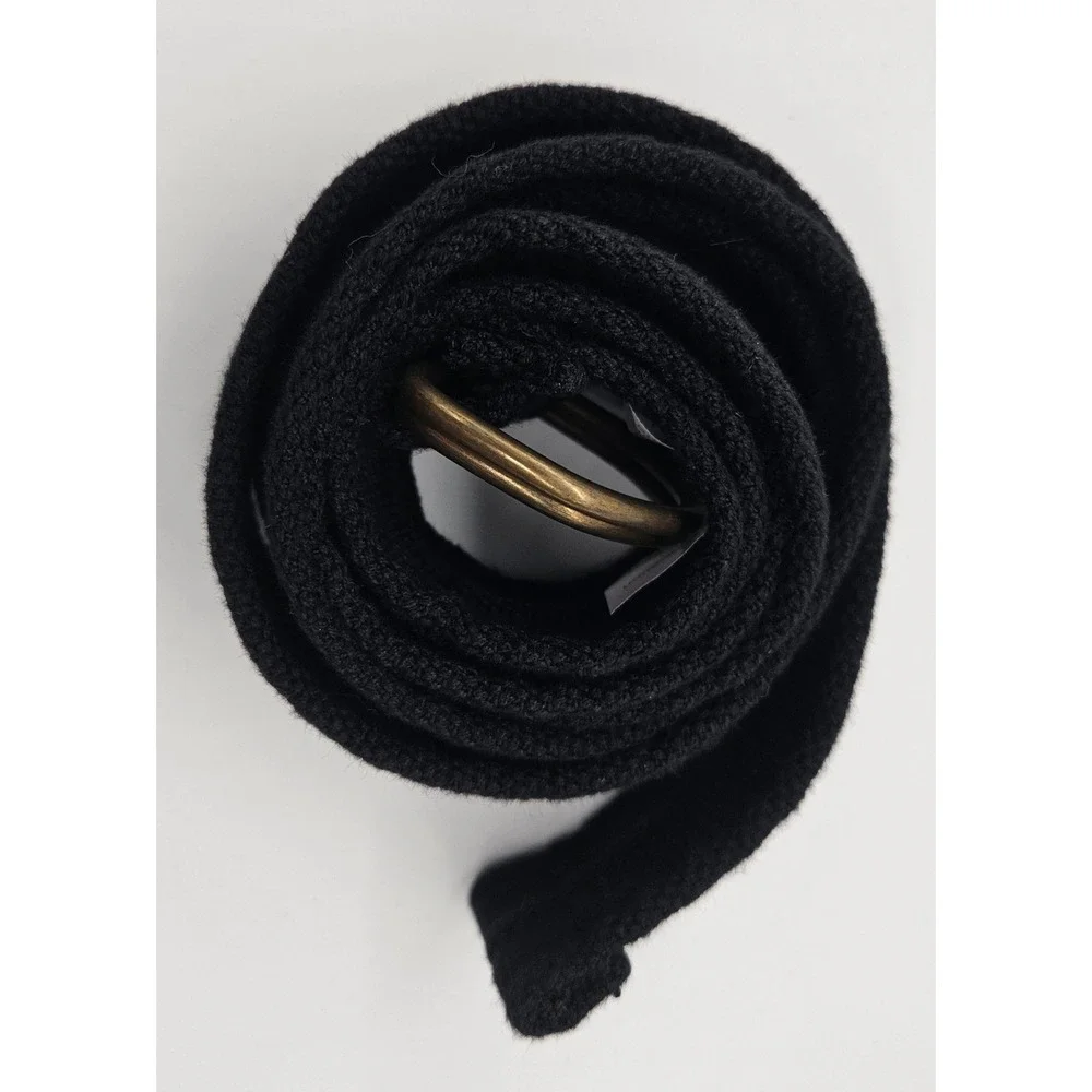 Black Canvas D-Ring‎ Web Belt Size 40 Antique Brass Buckle RN 73277